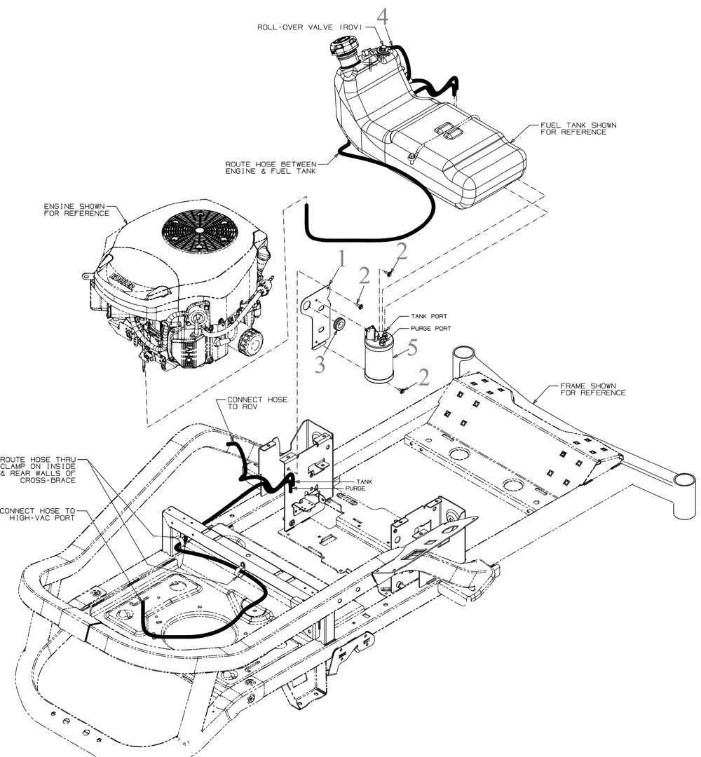 Evap Hose Diagram and Parts List for ZT1-54KH (17CM210)(2021) Cub Cadet Lawn Tractor